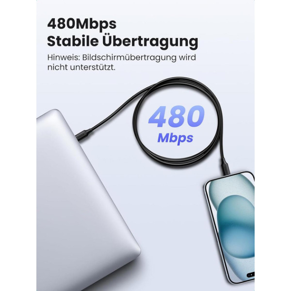 Кабель USB-C 100W UGREEN US562 Type-C to Type-C PD QC 4.0/3.0 для швидкого заряджання MacBook Pro